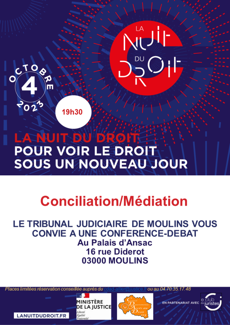 Invitation pour la nuit du droit du 4 octobre 2023